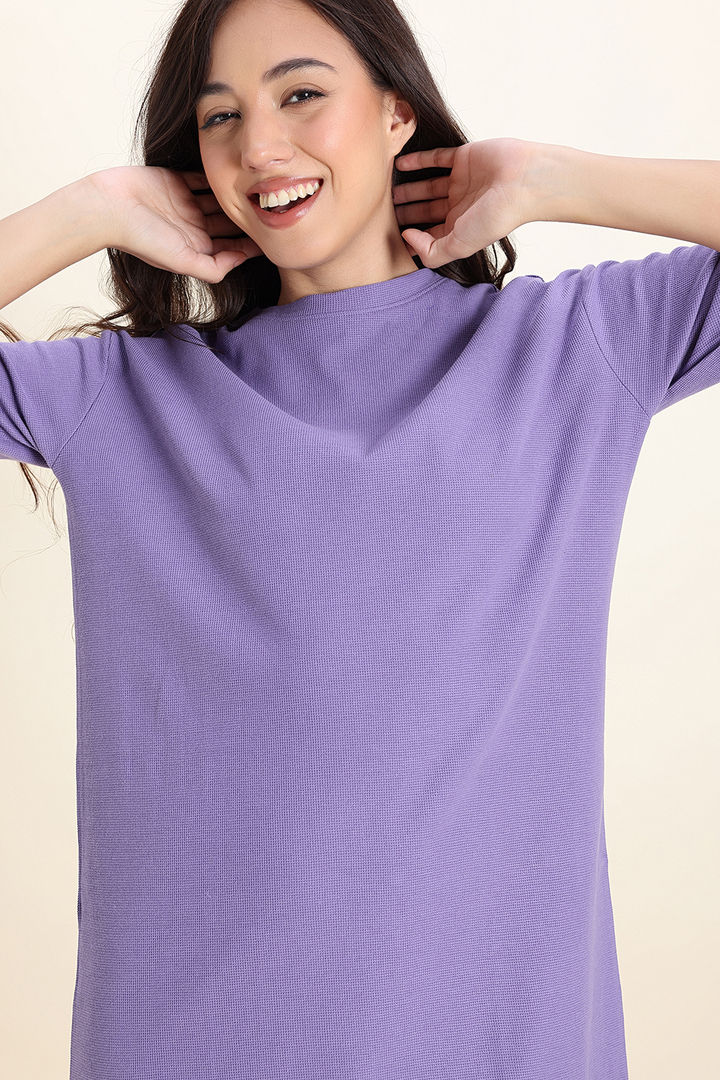 Zivame 2 Mile Fashion Knit Cotton Loungewear Dress - Purple Haze — image 6